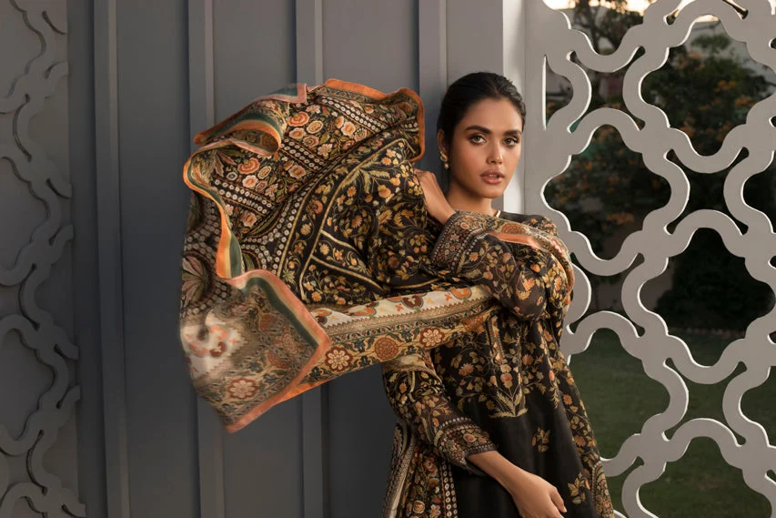 Printed Cotton Net Kurta And Trouser With Silk Dupatta - Image 4