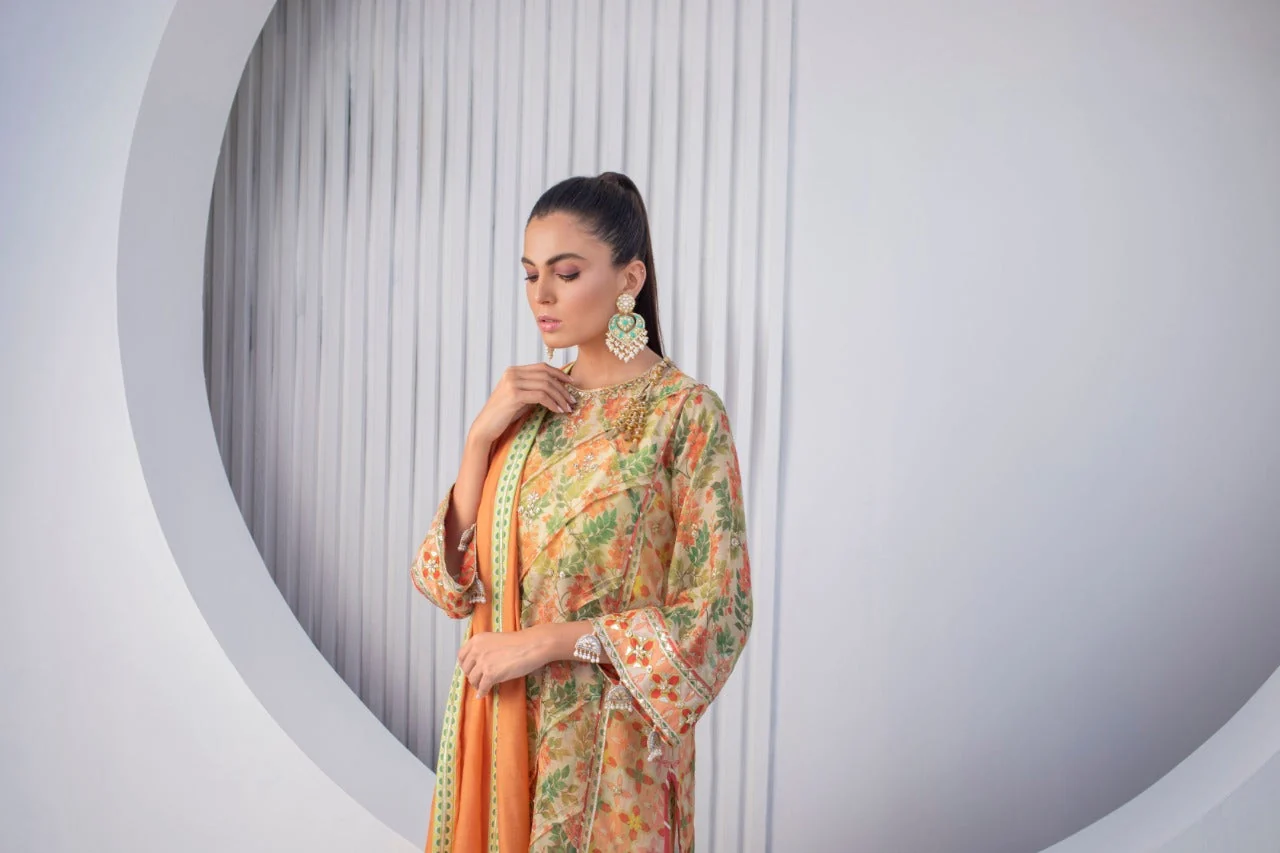 Tangerine Cotton Net Dress - Image 4