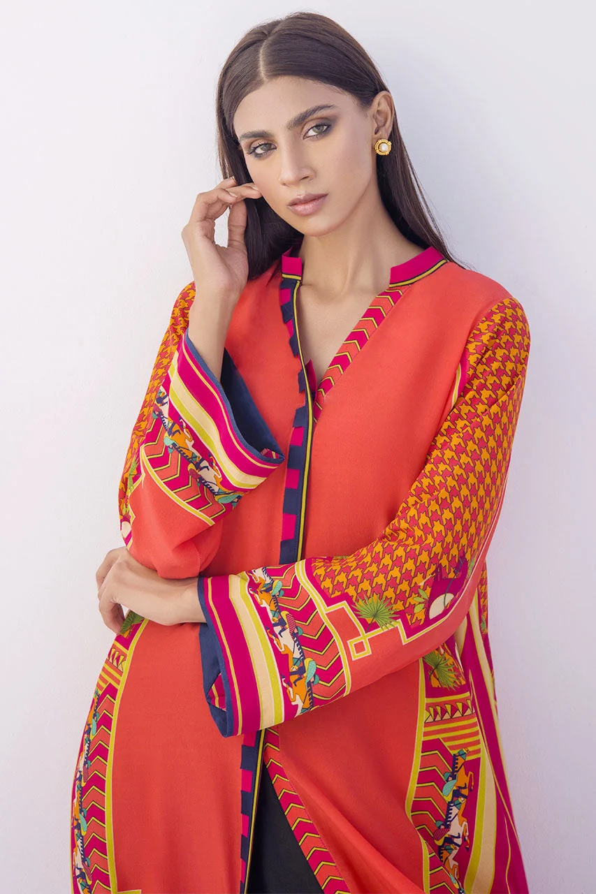 Tangerine Crepe Digital Print Kurta - Image 5